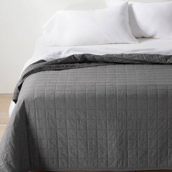 Full/Queen Heavyweight Linen Blend Quilt Dark Gray - Casaluna - Picture 1 of 1